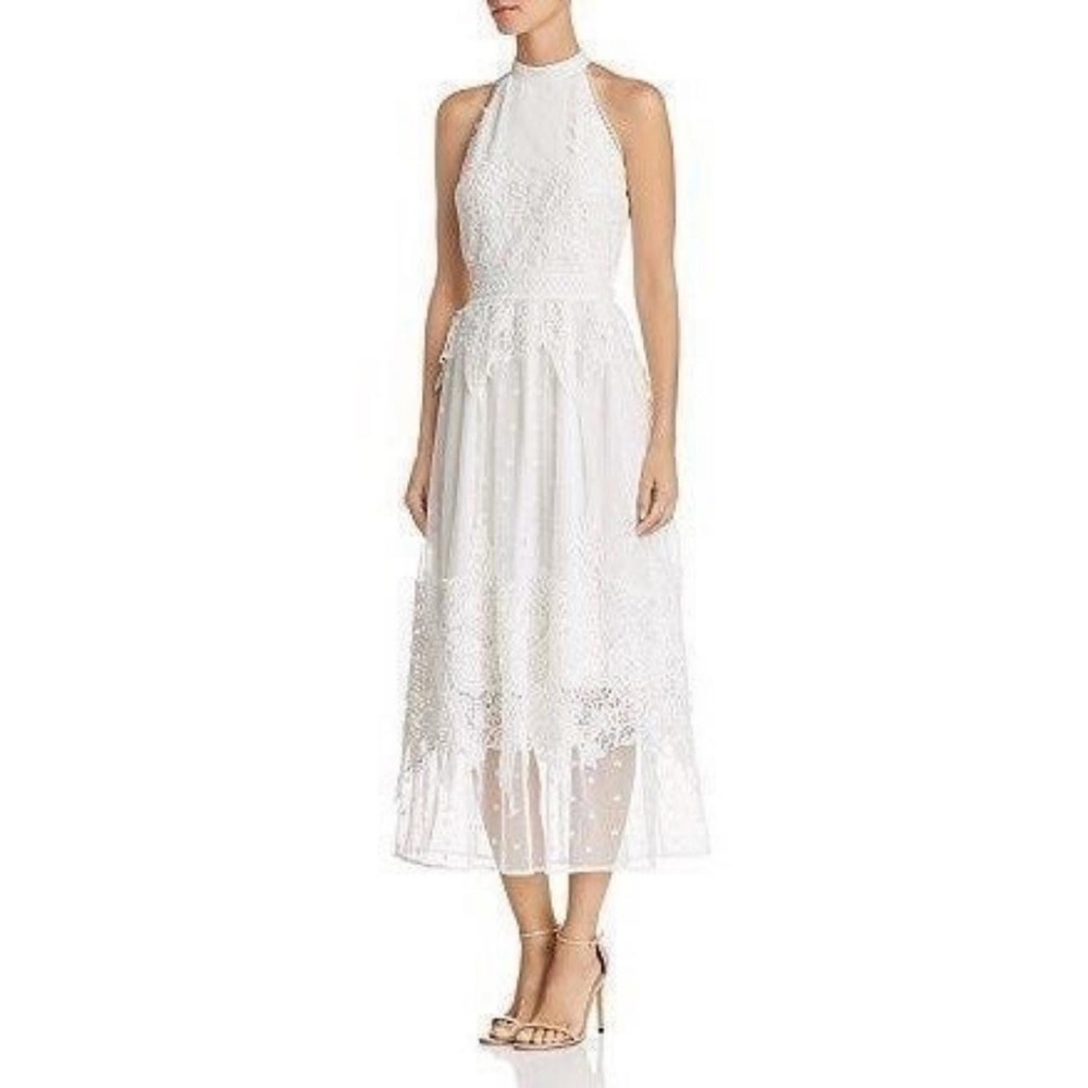 NWOT Aqua Botanical Lace Appliqué Dress